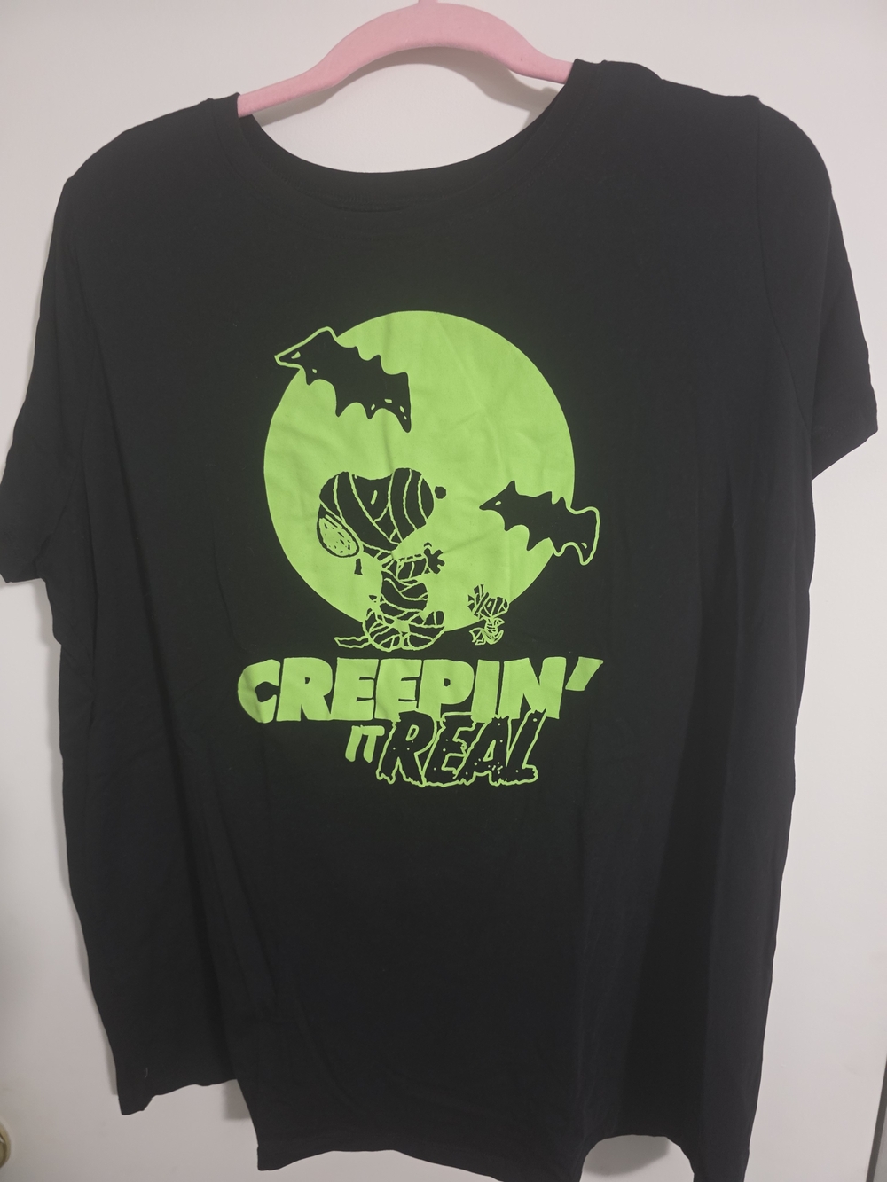 Torrid SizPeanuts Black Tee with Neon Green Halloween Graphic - Creepin' It Real
